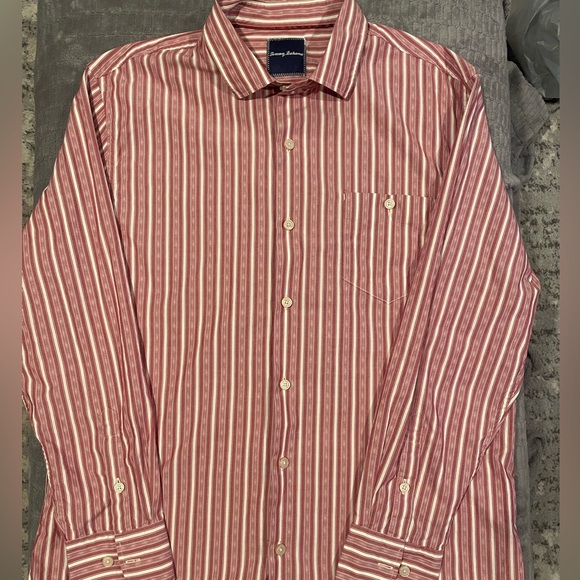 Tommy Bahama Other - Tommy Bahama Red and White Graphic Striped Button Down Shirt Size Large Csaual